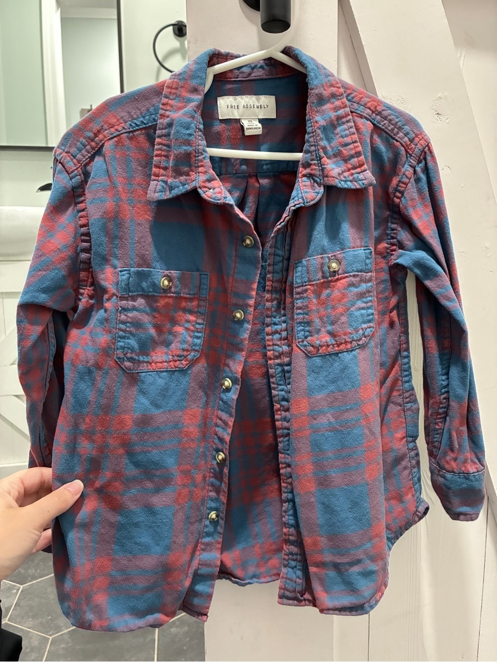 Free Assembly Kids Blue & Red Plaid Button-Front Shirt